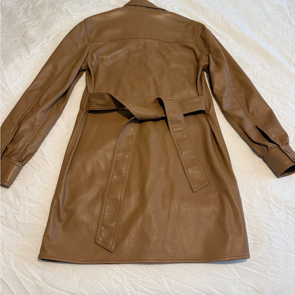 Aritiza Wilfred Tan Faux Leather Shirt Dress – Size XS – Worn Once - Picture 3 of 3